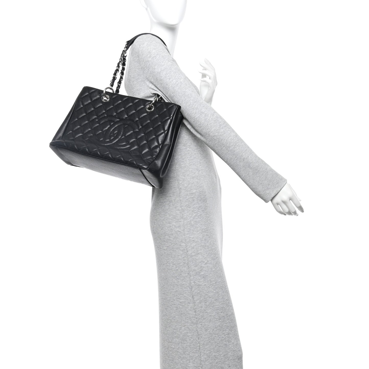 Caviar Quilted Grand Shopping Tote GST Black