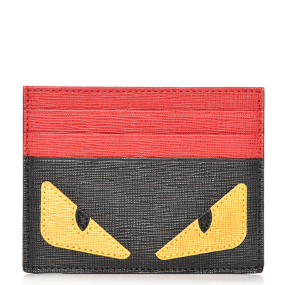 Fendi Vitello Elite Monster Eyes Card Holder Black Yellow Red 1 of 8