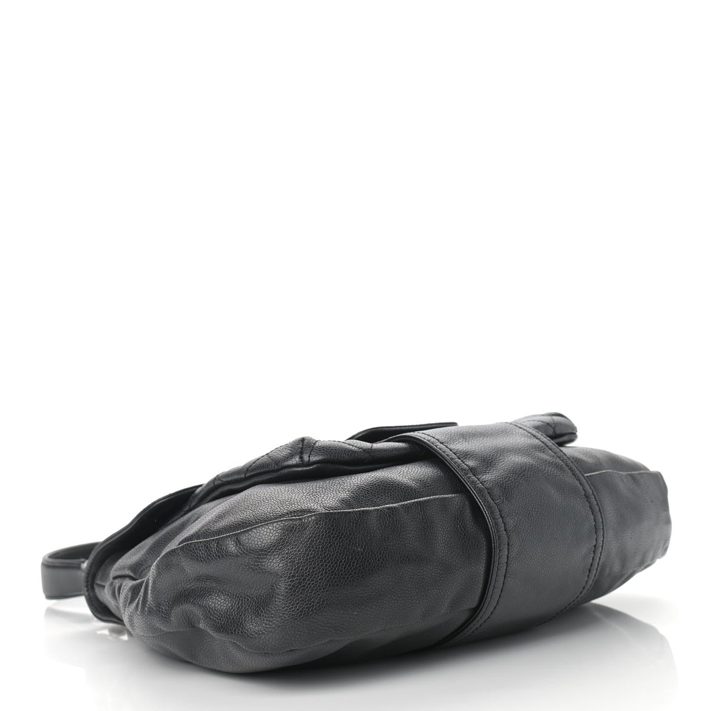 Glazed Caviar Coco Rider Flap Hobo Dark Grey