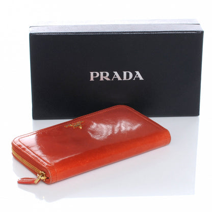 Prada Vitello Shine Zip Around Wallet Mandarino 4 of 11