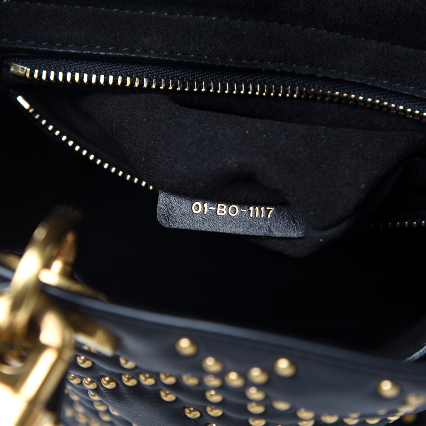 Calfskin Cannage Studded Medium Supple Lady Dior Black
