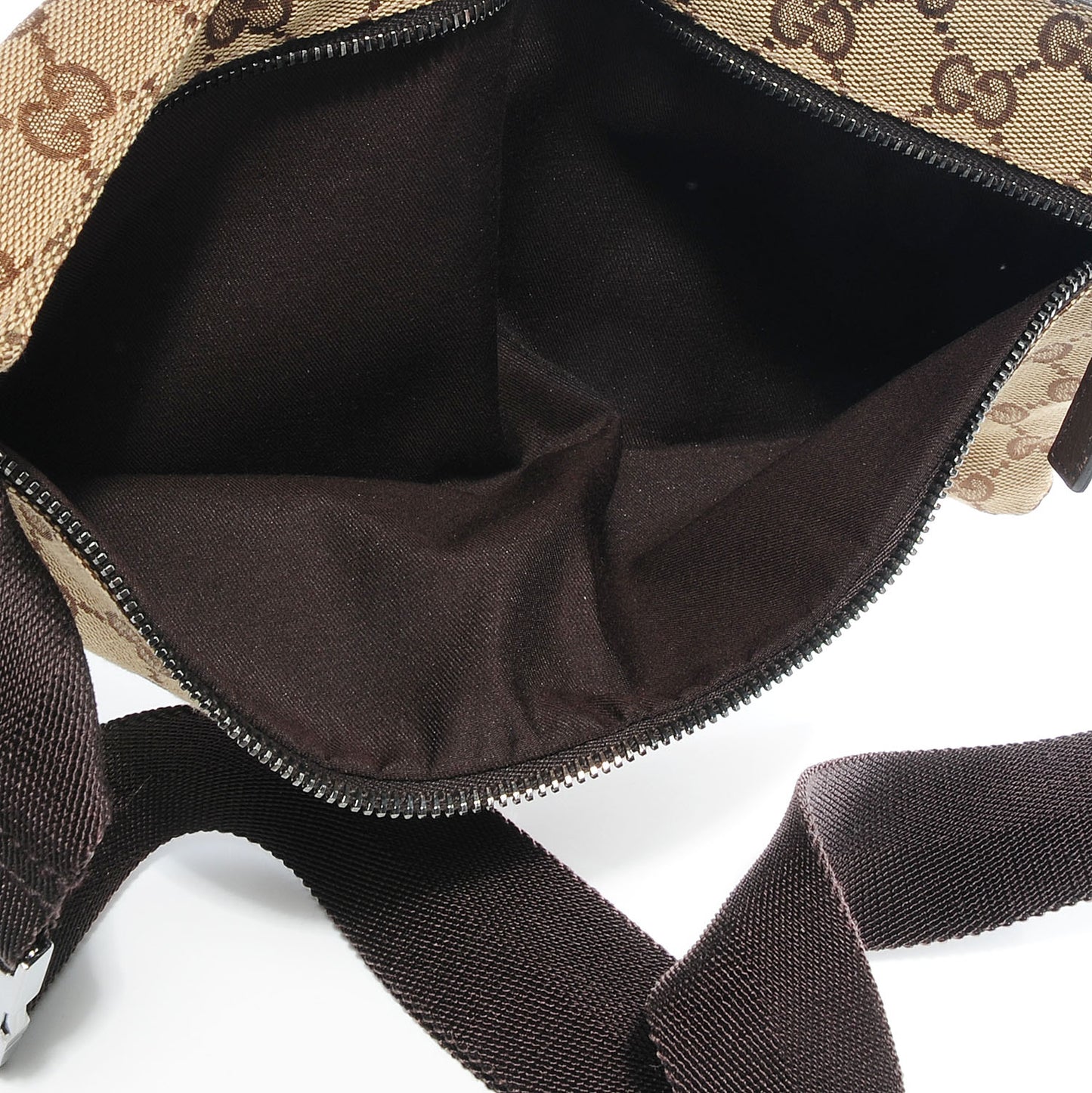 GG Monogram Web Double Pocket Belt Bag Dark Brown