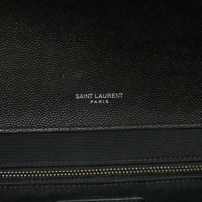 Saint Laurent Grain De Poudre Textured Mixed Matelasse Large Triquilt Monogram Satchel Black 8 of 10