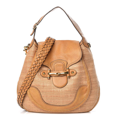 Gucci Libeccio Raffia Large New Pelham Shoulder Bag Light Brown 1 of 17