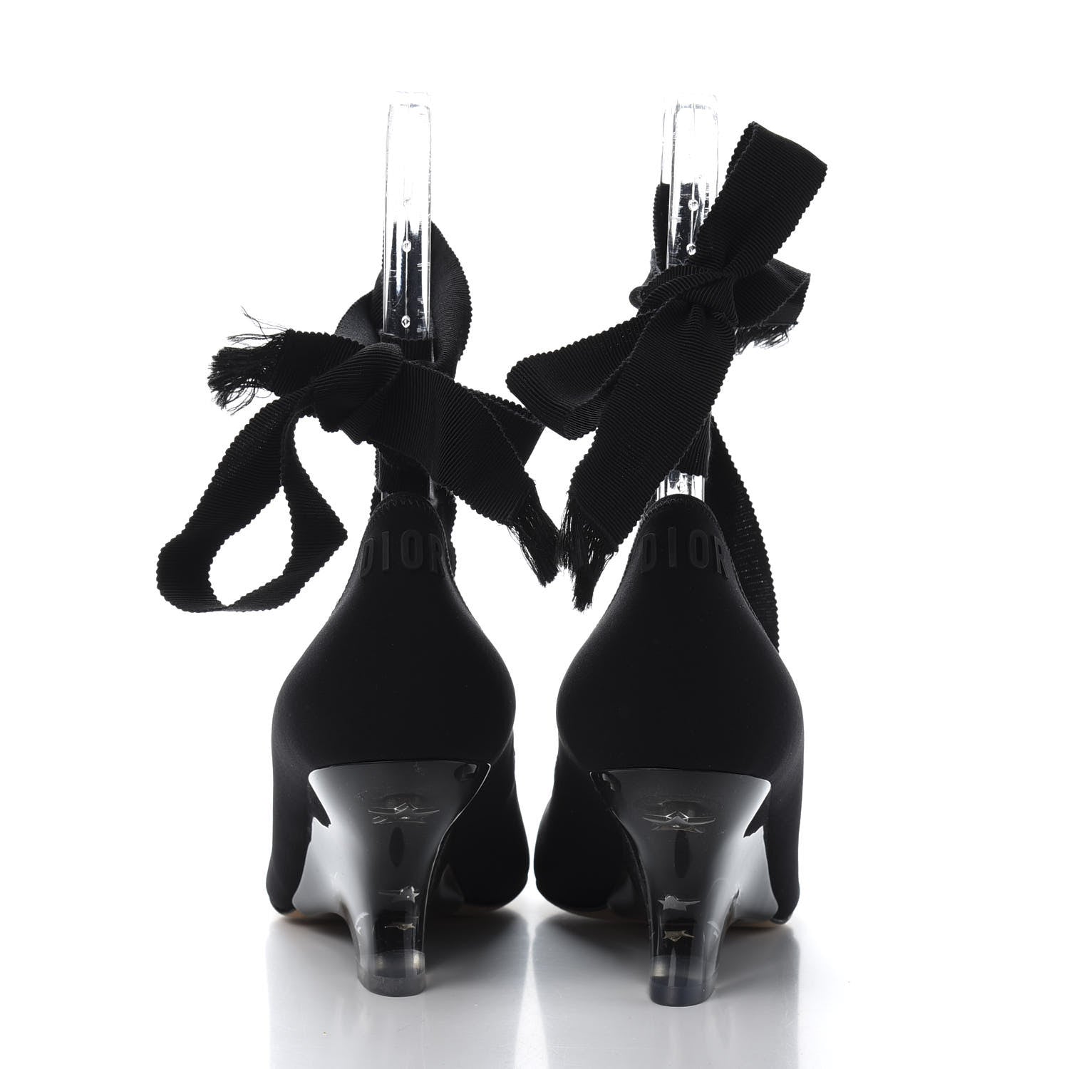 Christian Dior Grosgrain Neoprene Lucite Etoile Pumps 37.5 Black 4 of 9