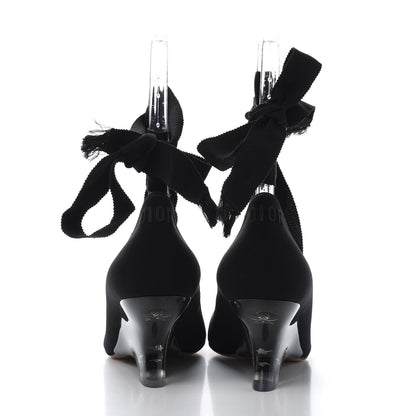 Christian Dior Grosgrain Neoprene Lucite Etoile Pumps 37.5 Black 4 of 9