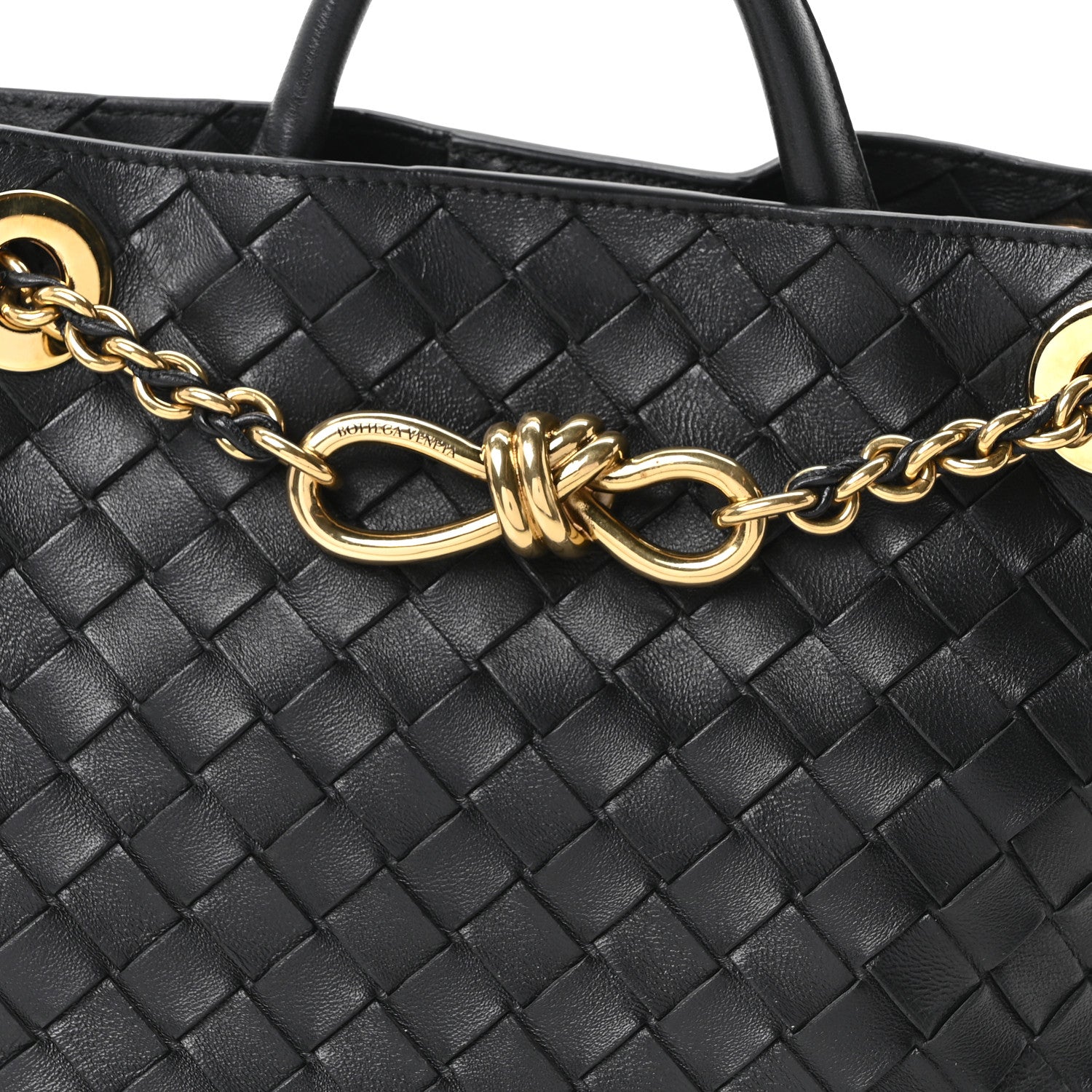 Bottega Veneta Nappa Intrecciato Small Andiamo With Chain Shoulder Bag Black 7 of 9