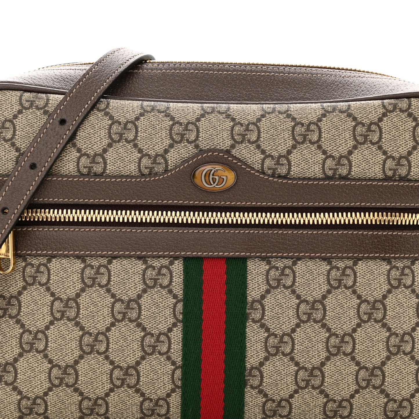 GG Supreme Monogram Web Small Ophidia Shoulder Bag Brown