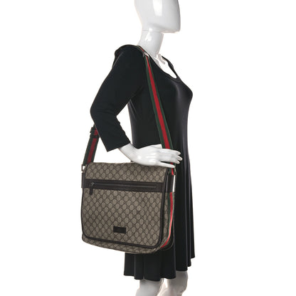 Gucci GG Plus Monogram Web Large Flap Messenger Bag Beige Dark Brown 2 of 11