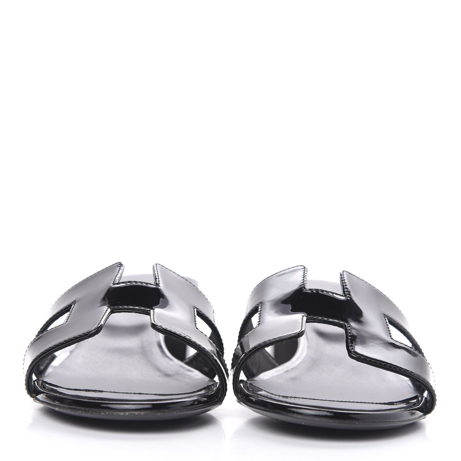 Hermes Patent Oasis Sandals 40 Black 2 of 8