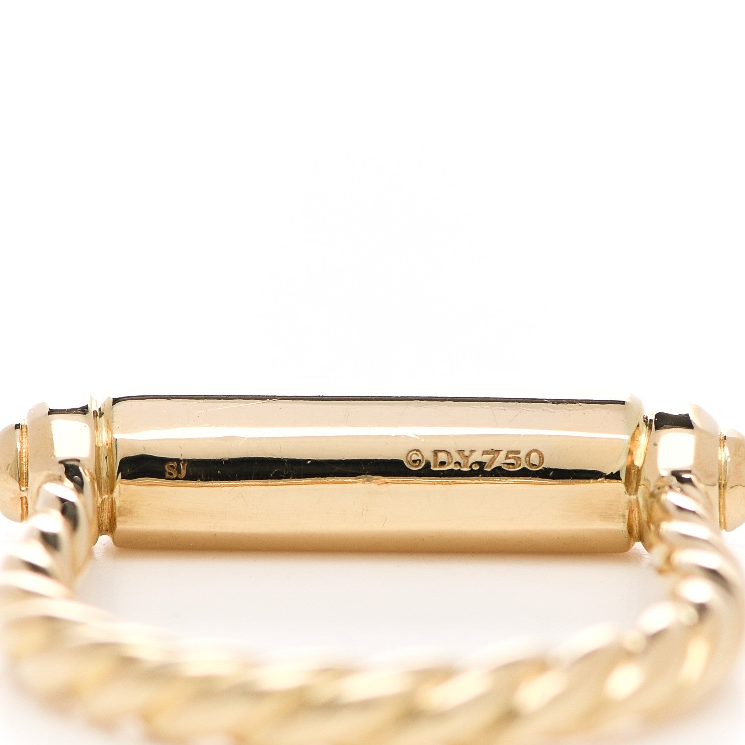 David Yurman 18K Yellow Gold Diamond Lexington Barrel Ring 53 6.5 5 of 6