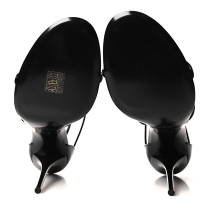 Saint Laurent Patent Cassandra 100 Ankle Strap Sandals 40.5 Black 5 of 9