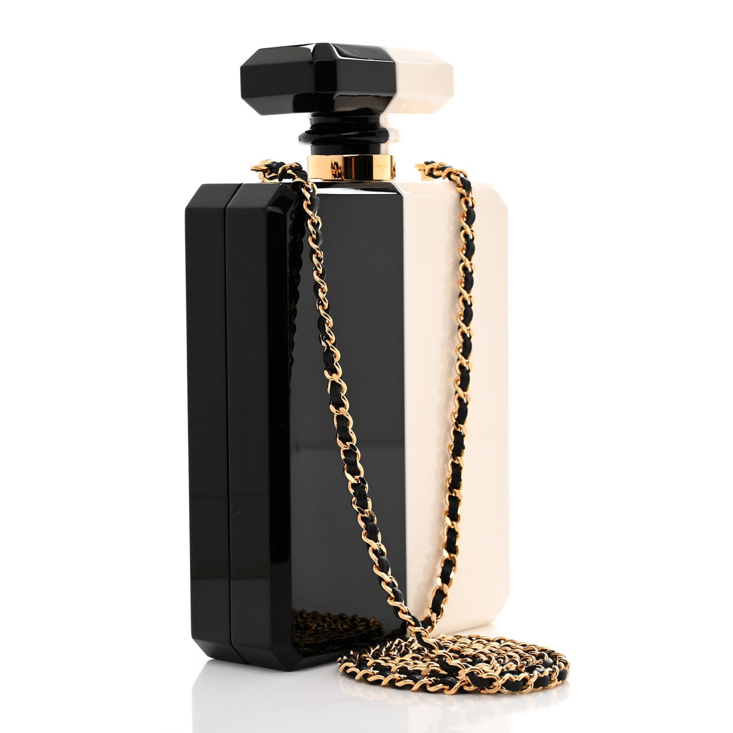 Plexiglass Perfume Bottle Clutch White Black