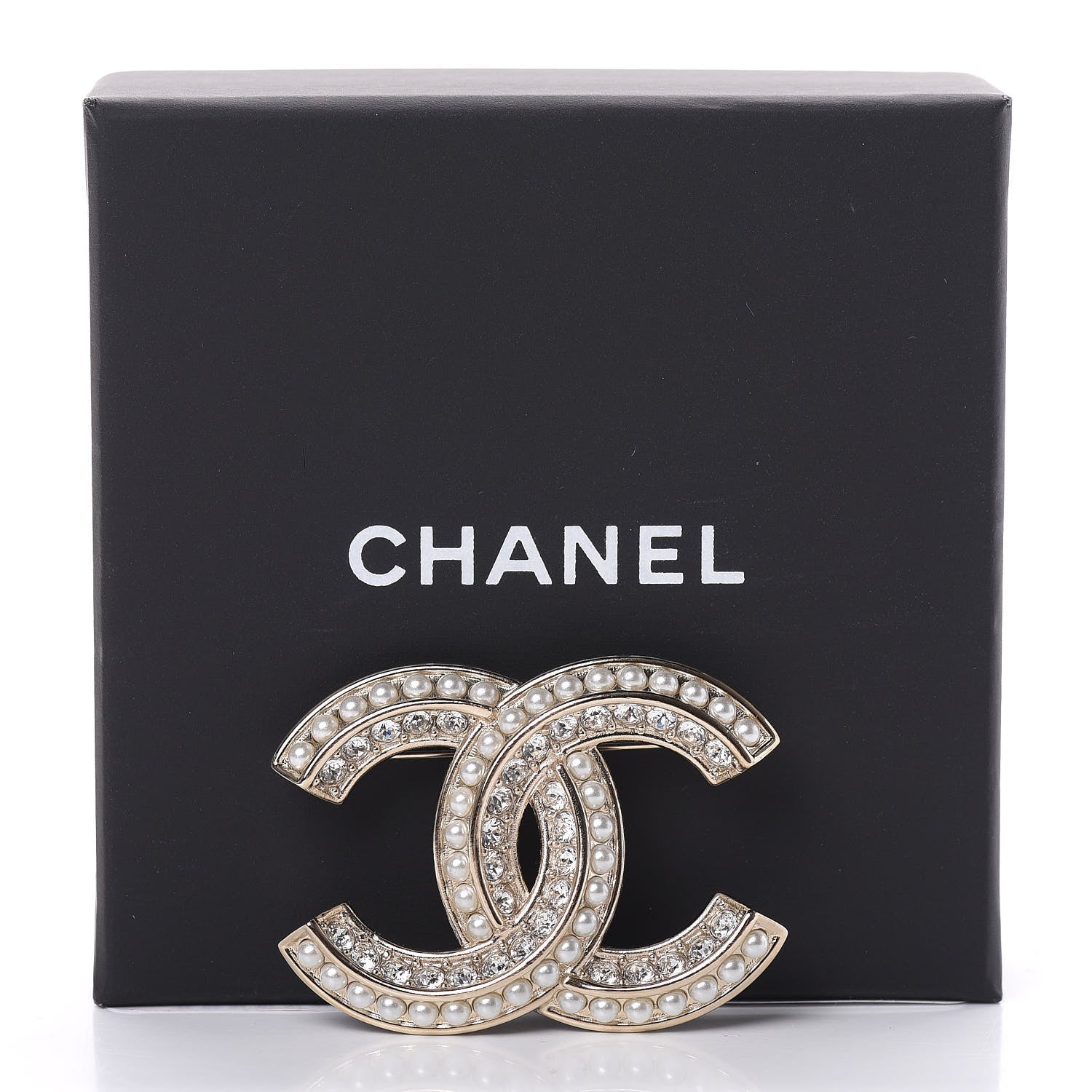 Chanel Crystal Pearl Chain Mania CC Earrings Gold 4 of 4
