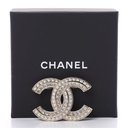 Chanel Crystal Pearl Chain Mania CC Earrings Gold 4 of 4