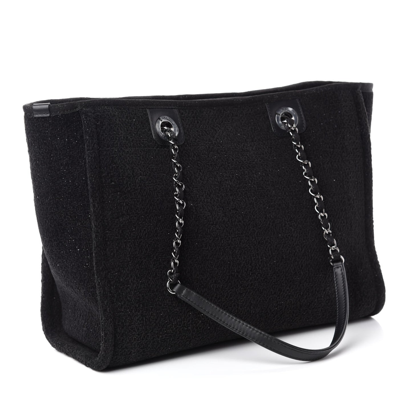 Lurex Canvas Small Deauville Tote Black
