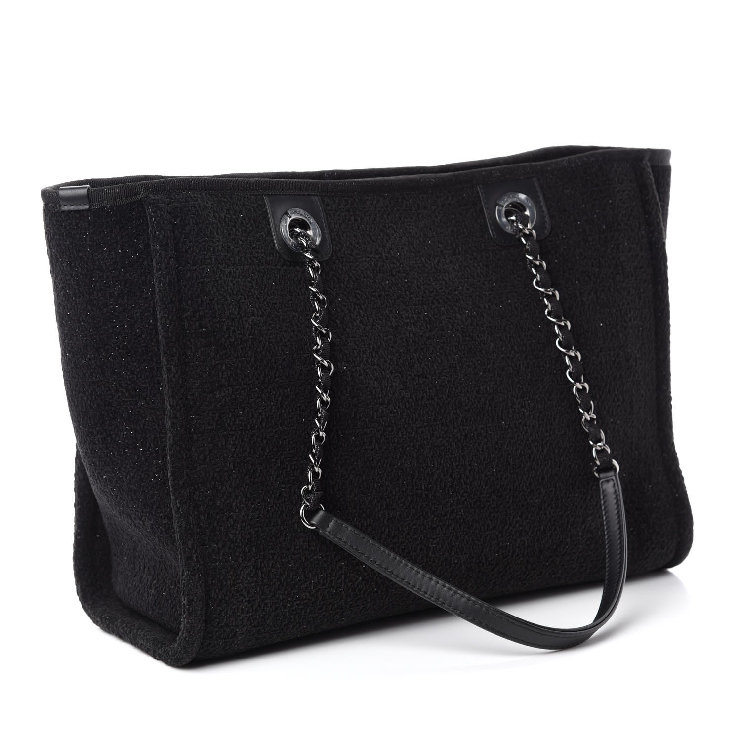 Chanel Lurex Canvas Small Deauville Tote Black 3 of 11