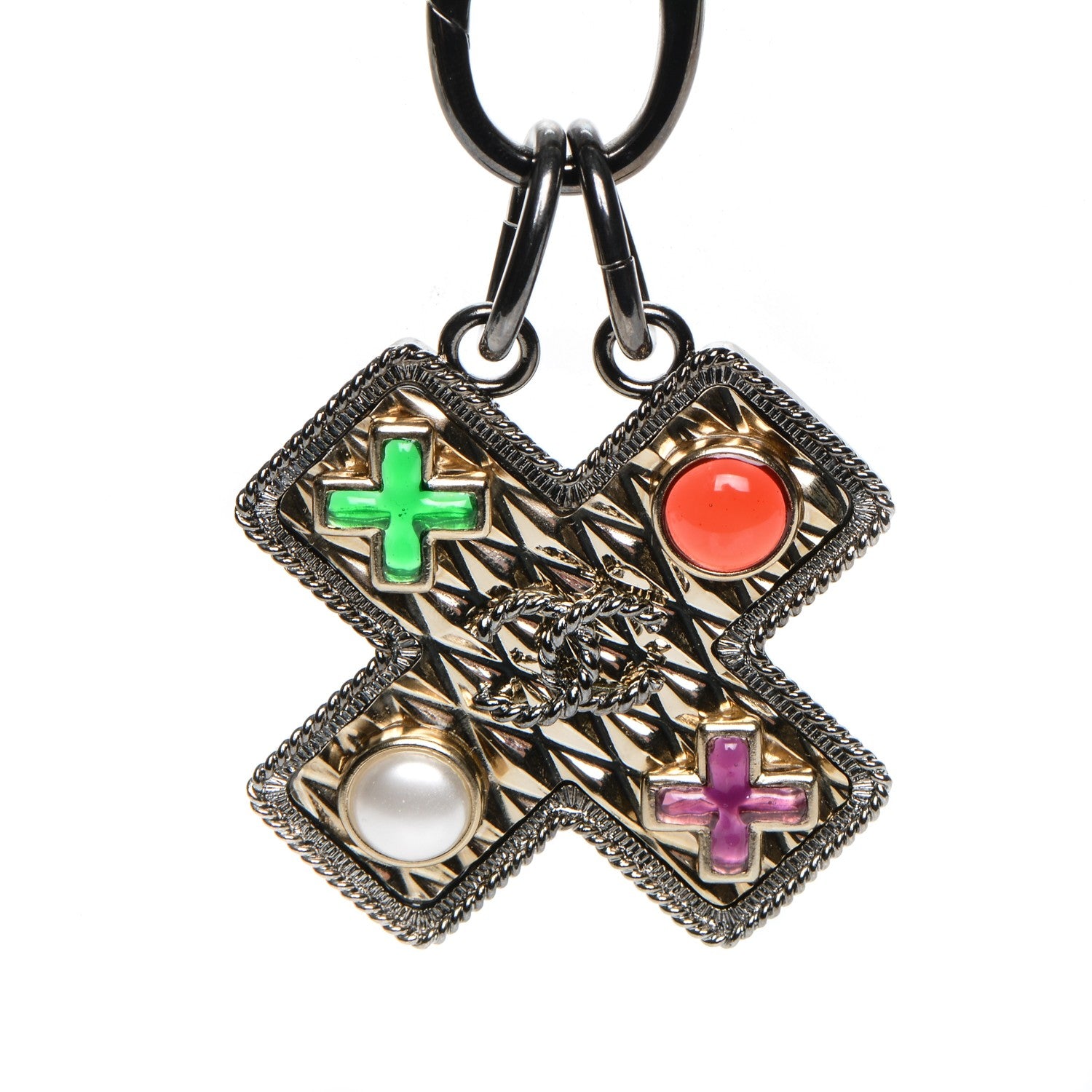 Chanel Ruthenium Resin Pearl CC Cross Long Pendant Necklace Multicolor 3 of 5