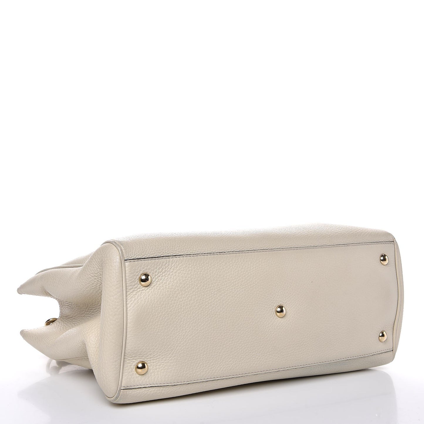 Pebbled Calfskin Medium Bamboo Shopper Tote Off White