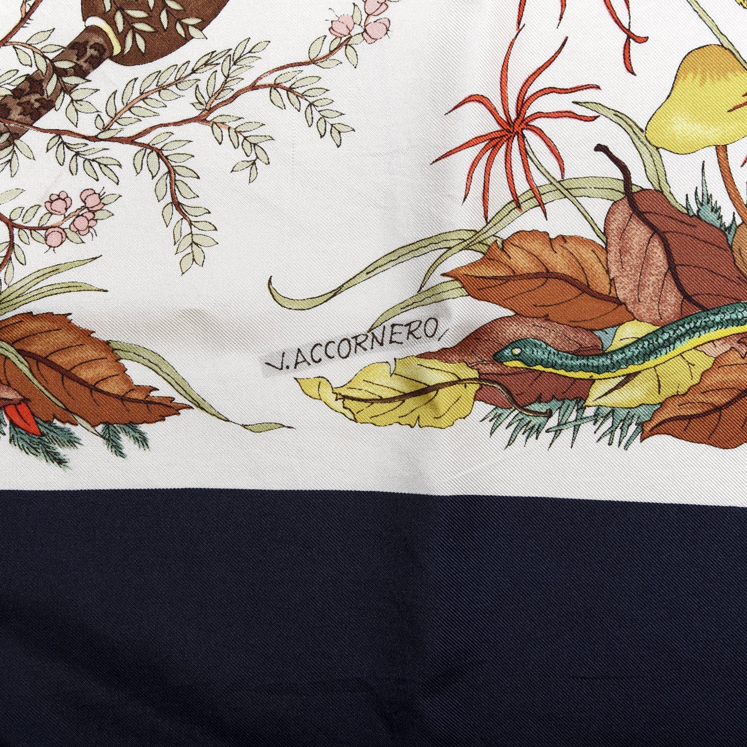 Gucci Silk Mushroom Scarf White Navy 3 of 3