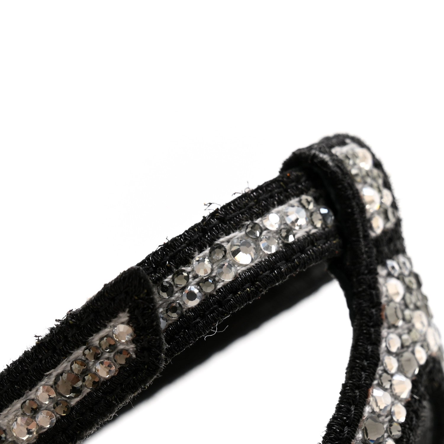 Christian Dior Cotton Strass Embroidered Dway Heeled Sandals 40 Black Silver 8 of 10