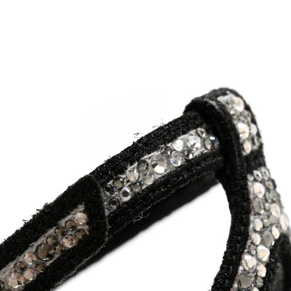 Christian Dior Cotton Strass Embroidered Dway Heeled Sandals 40 Black Silver 8 of 10