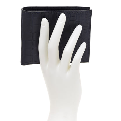 Hermes Matte Alligator Colorblock MC2 Copernic Compact Wallet Bleu Encre Bleu Electrique 2 of 8
