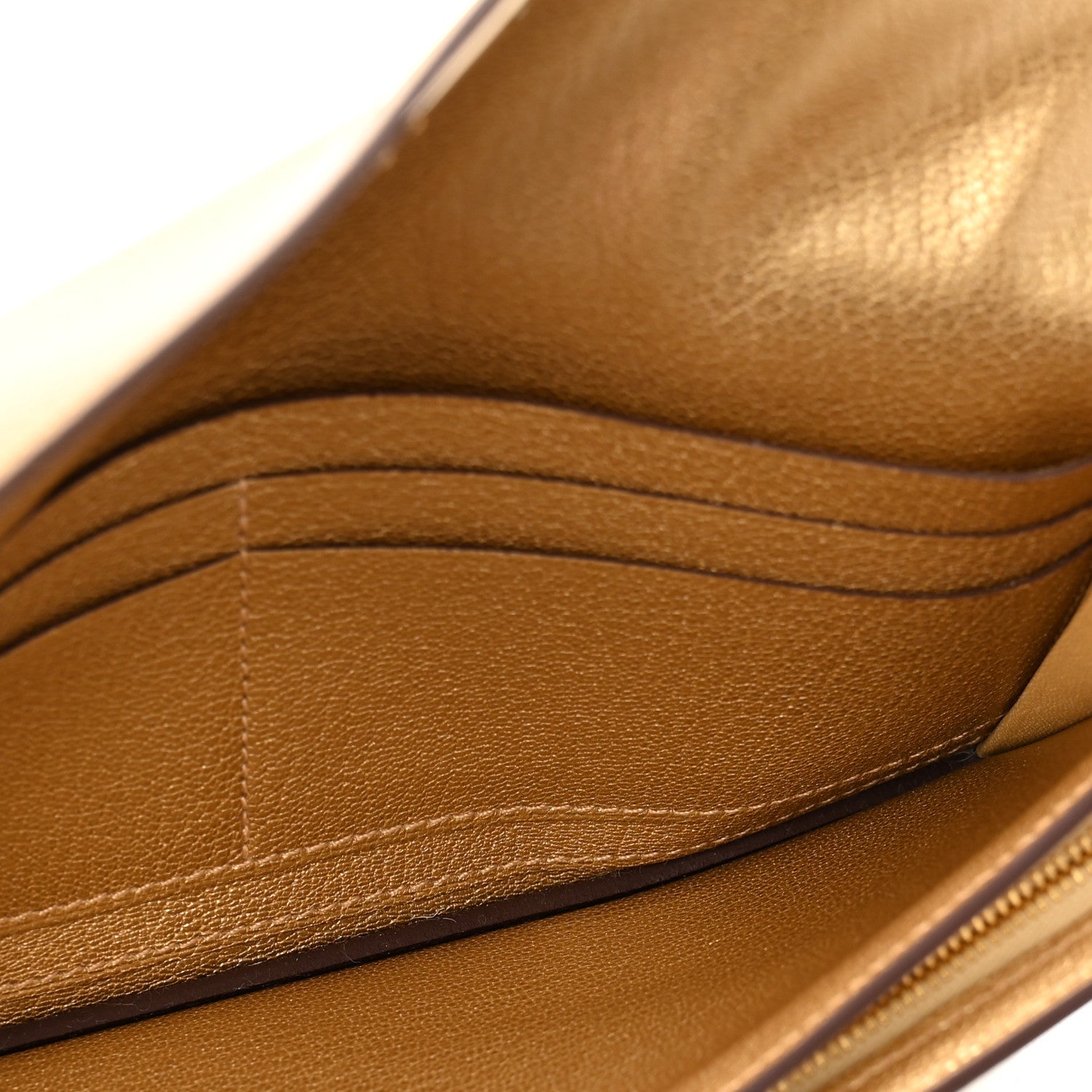 Hermes Metallic Chevre Chamkilight Kelly Pocket Long Wallet Dore 5 of 8