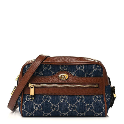 Gucci New Denim GG Monogram Dollar Calfskin Mini Ophidia Shoulder Bag Blue Tea Cuir Epilog 1 of 6