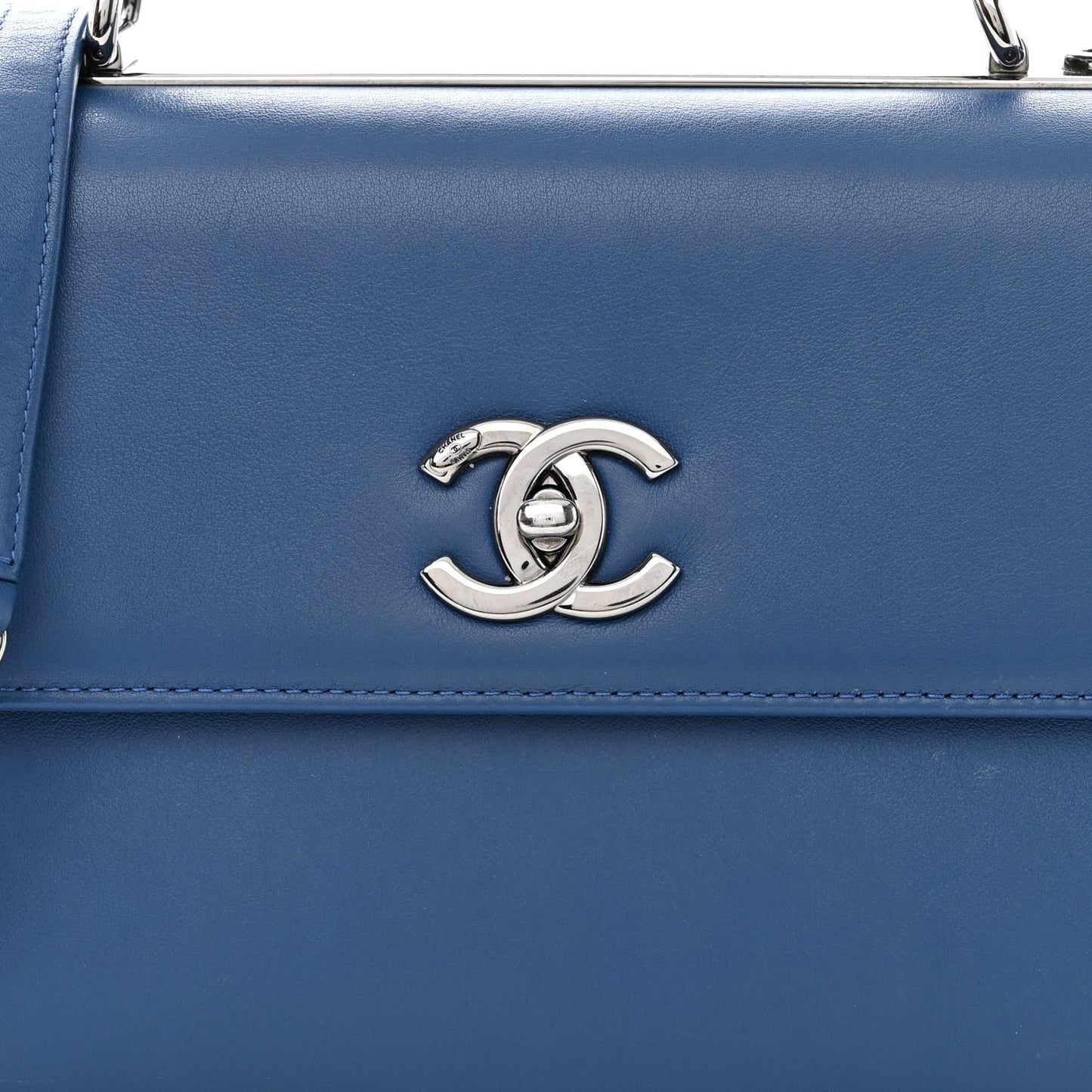 Calfskin Small Trendy CC Dual Handle Flap Bag Blue