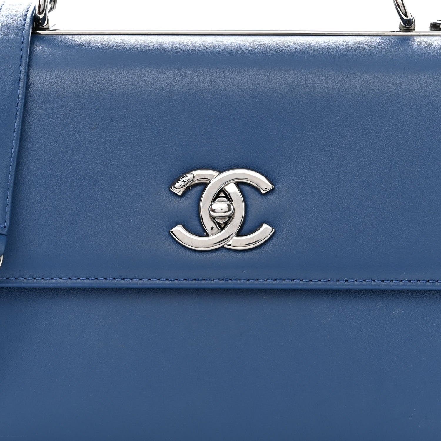 Chanel Calfskin Small Trendy CC Dual Handle Flap Bag Blue 9 of 21