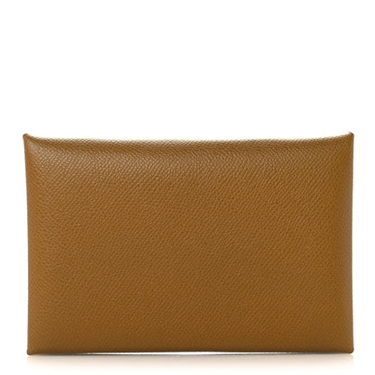 Hermes Madame Calfskin Calvi Card Case Bronze Dore 1 of 8