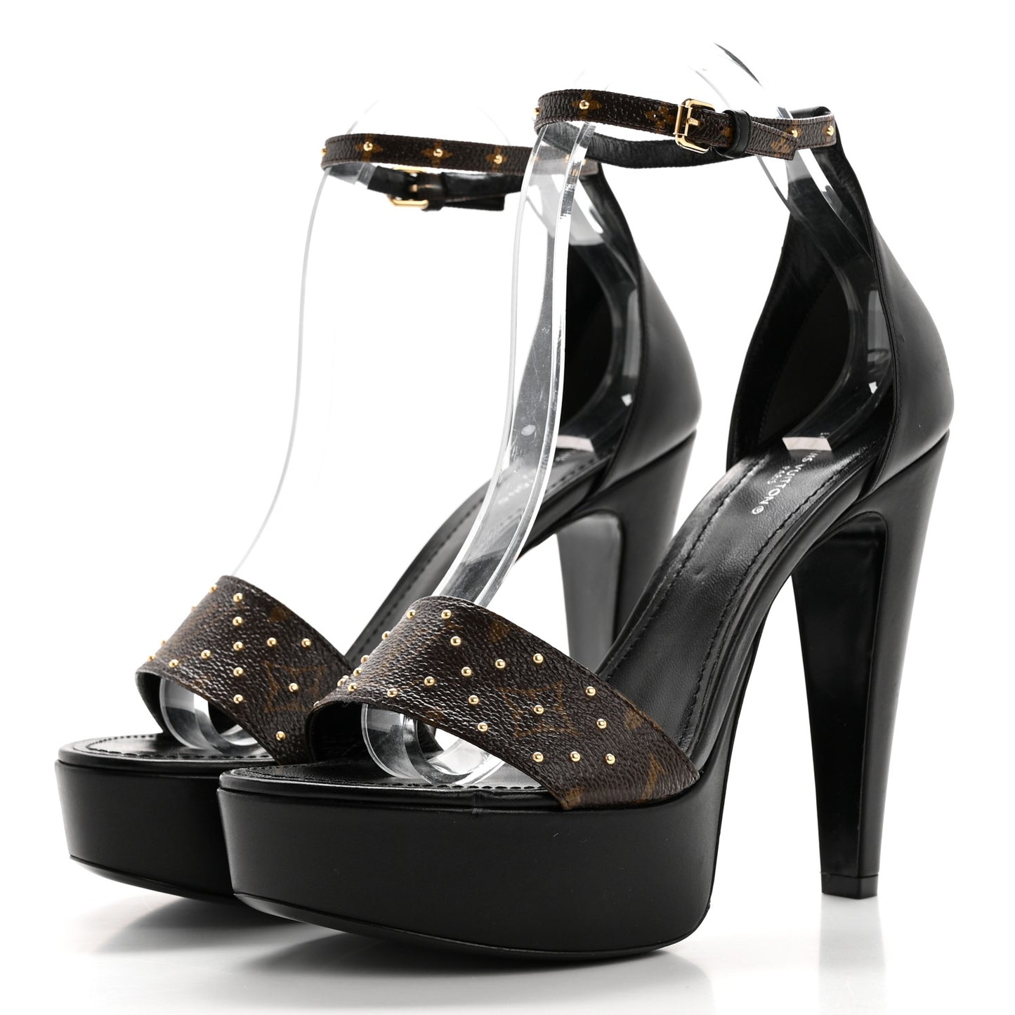 Patent Monogram Afterglow Platform Sandals 40 Black