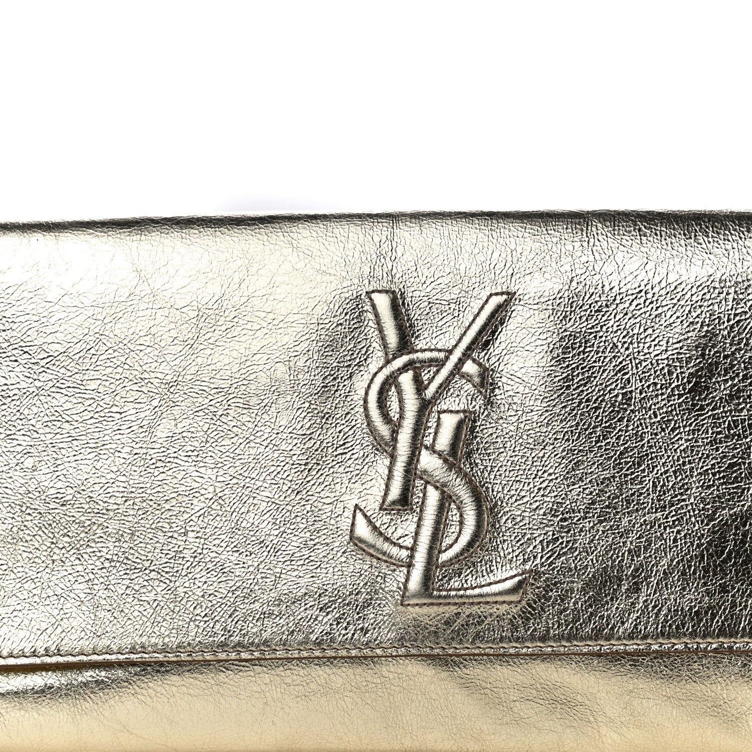 Saint Laurent Metallic Calfskin Monogram Large Belle De Jour Clutch Gold 8 of 18