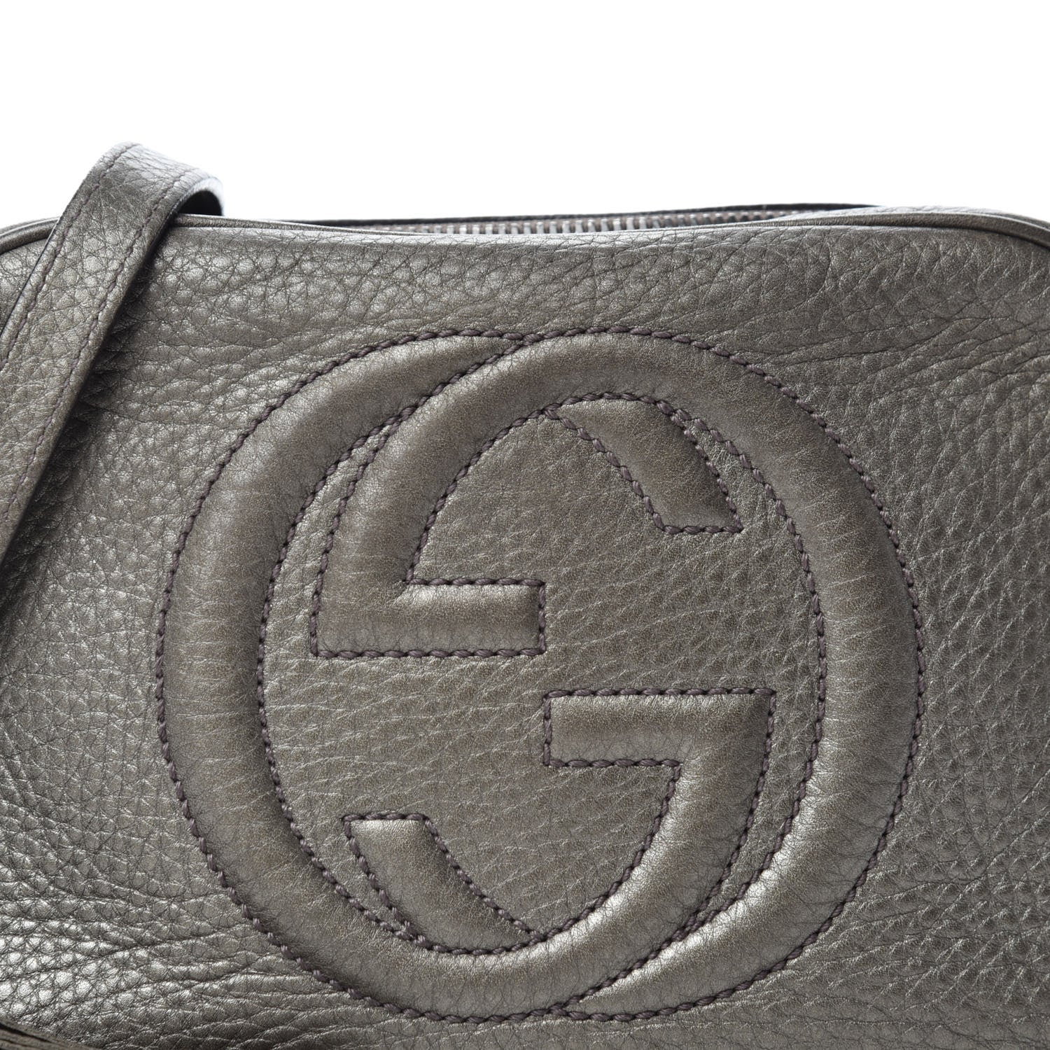 Gucci Metallic Pebbled Calfskin Small Soho Disco Bag Sasso 10 of 10