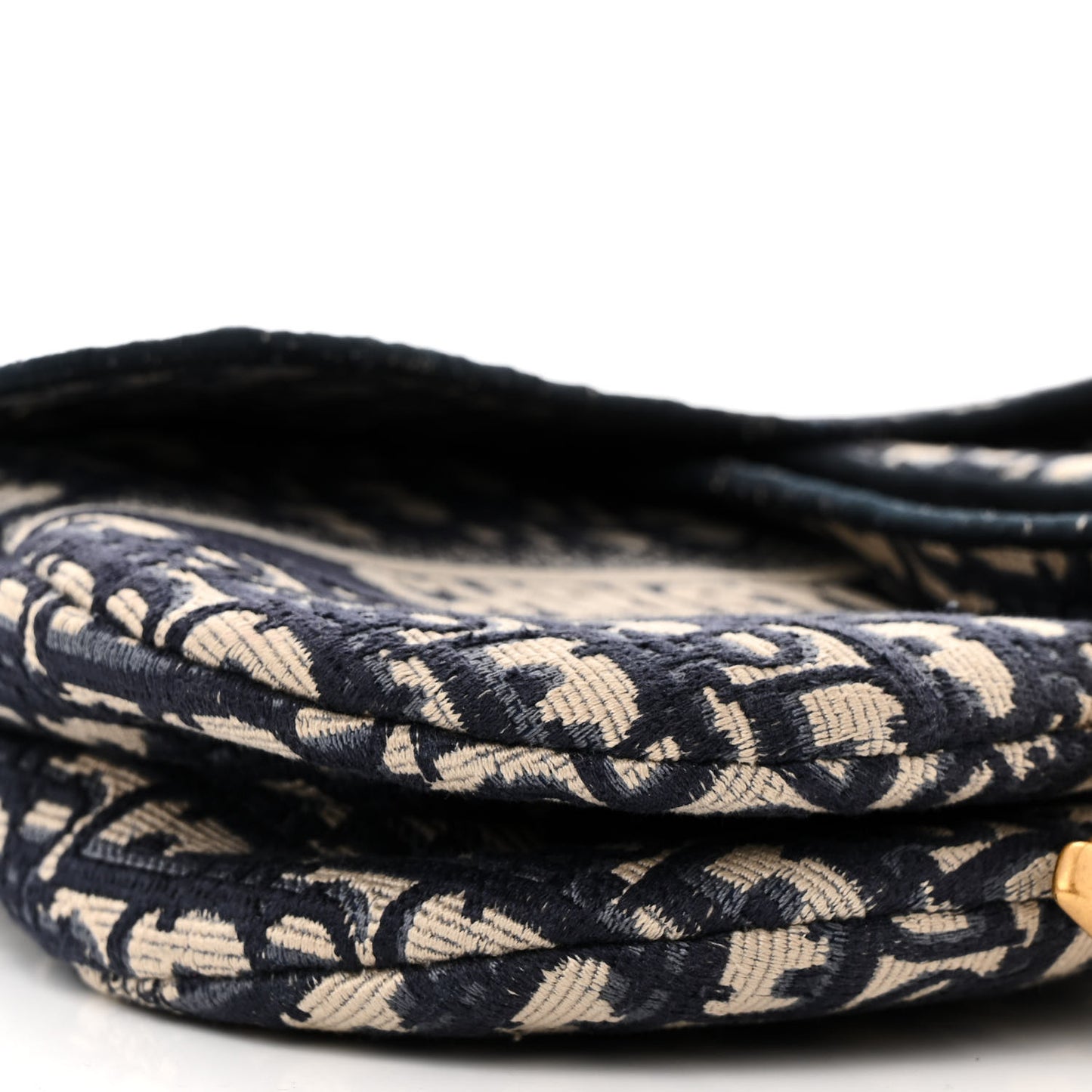 Oblique Embroidered Saddle Bag Blue