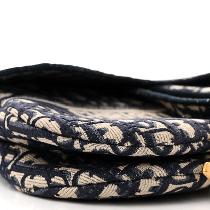 Christian Dior Oblique Embroidered Saddle Bag Blue 9 of 10