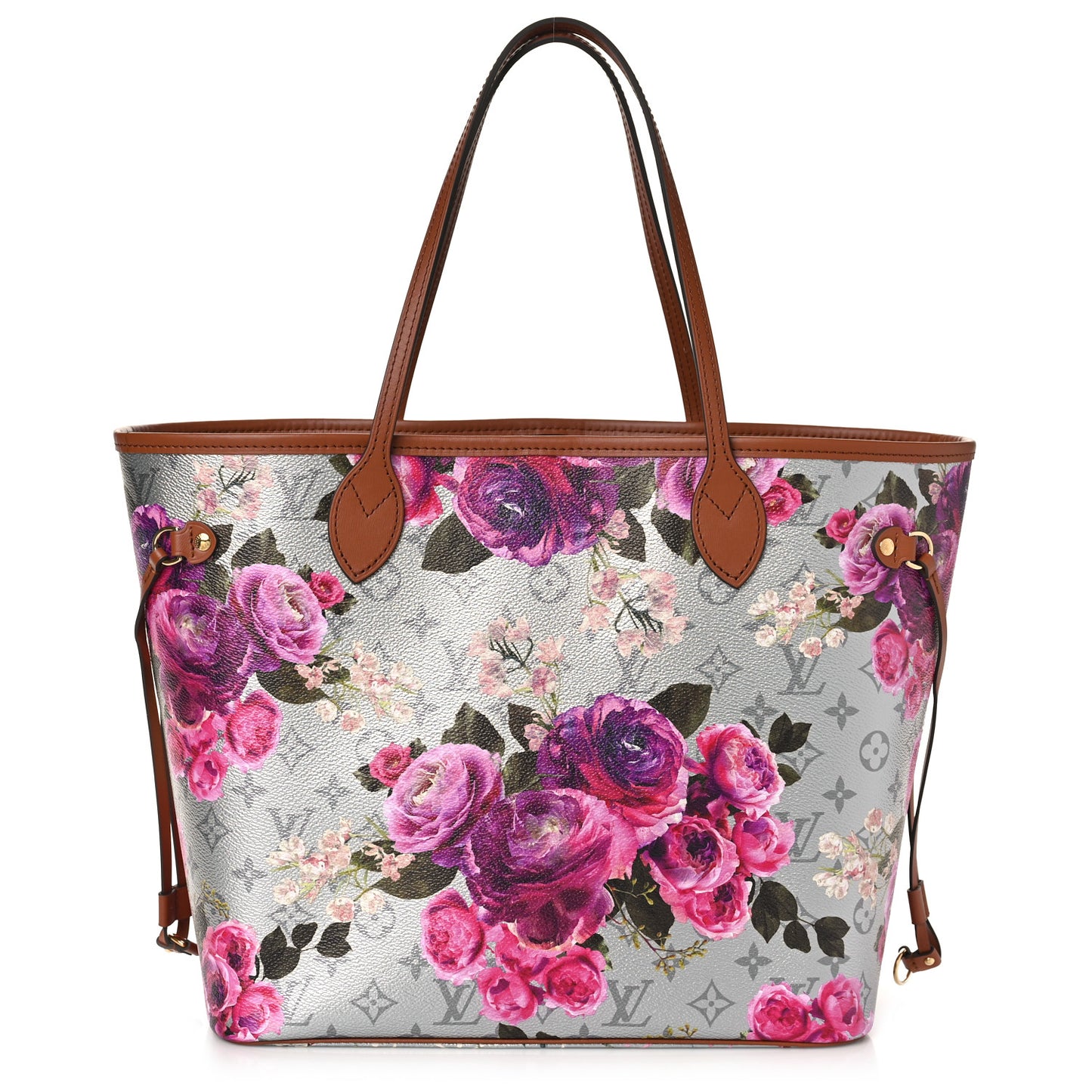 Metallic Monogram LV Garden Neverfull MM Silver