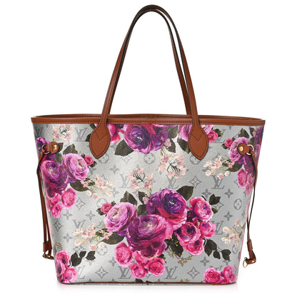 Louis Vuitton Metallic Monogram LV Garden Neverfull MM Silver 3 of 10