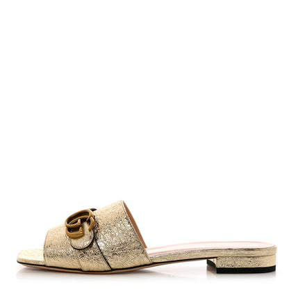 Gucci Galassia GG Marmont Flat Slide Sandals 41 Platino 1 of 9