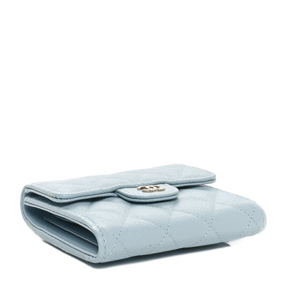 Chanel Caviar Quilted Compact Flap Wallet Light Blue 4 of 9