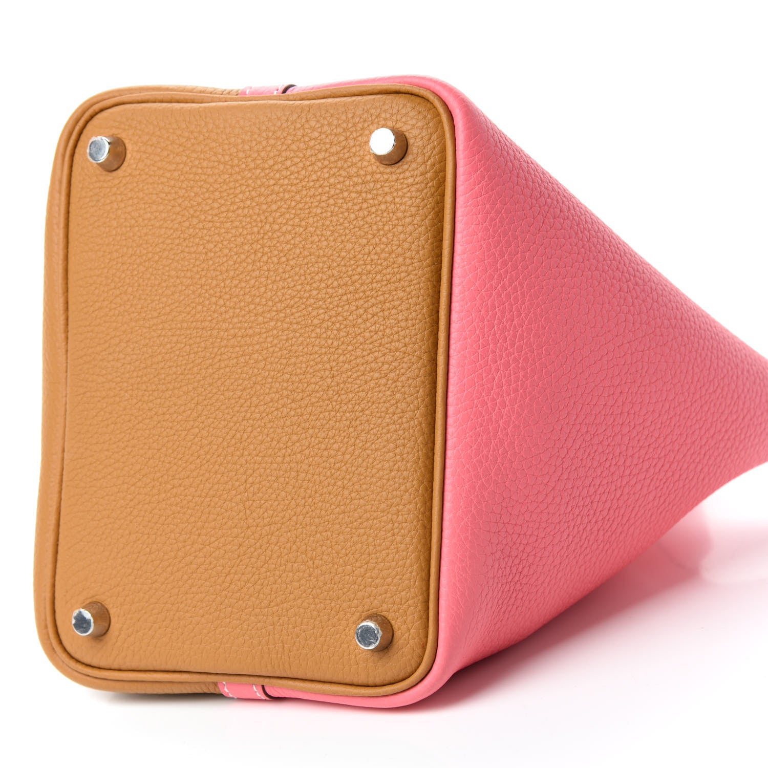Hermes Taurillon Clemence Casaque Picotin 18 PM Rose Azalee Sesame 7 of 10
