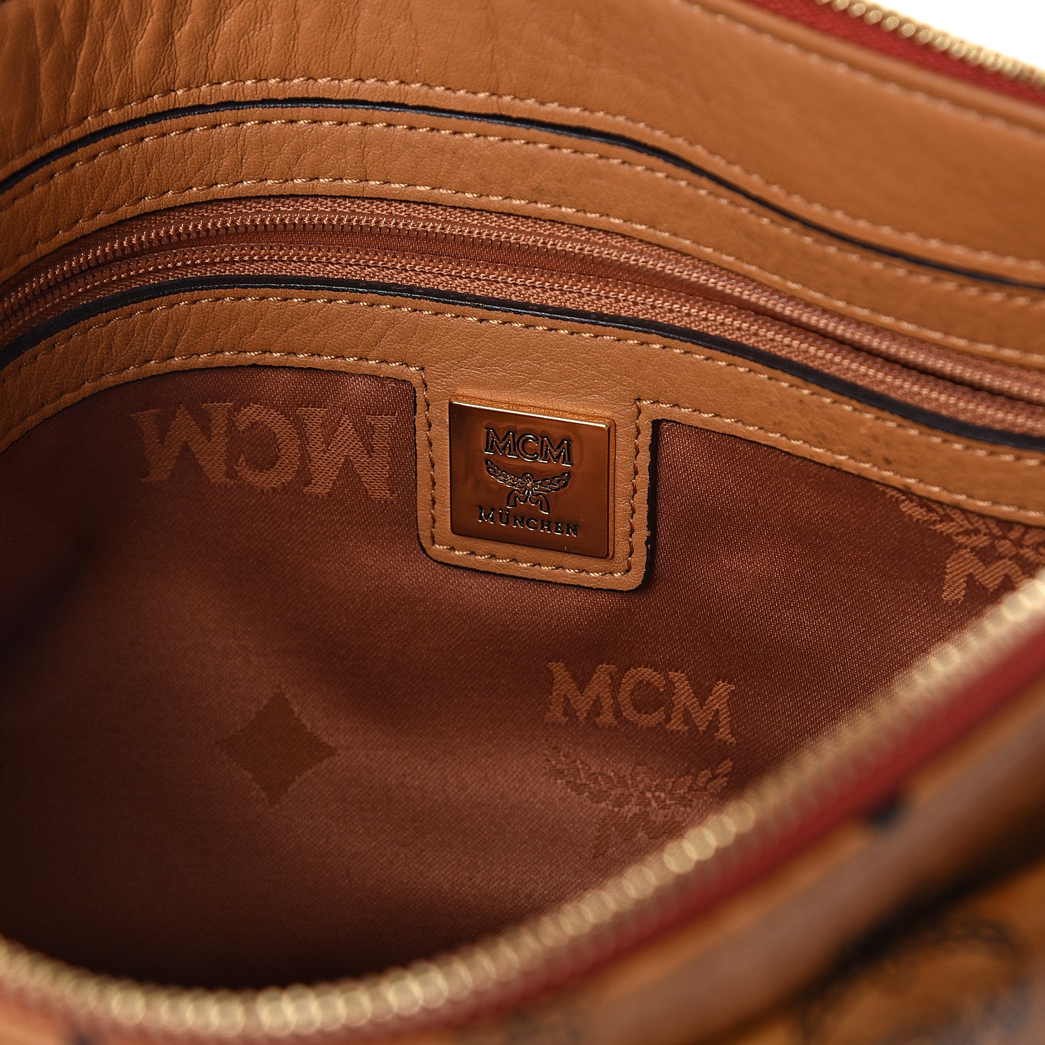 MCM Visetos Croc Embossed Small Flap Shoulder Bag Cognac 5 of 8