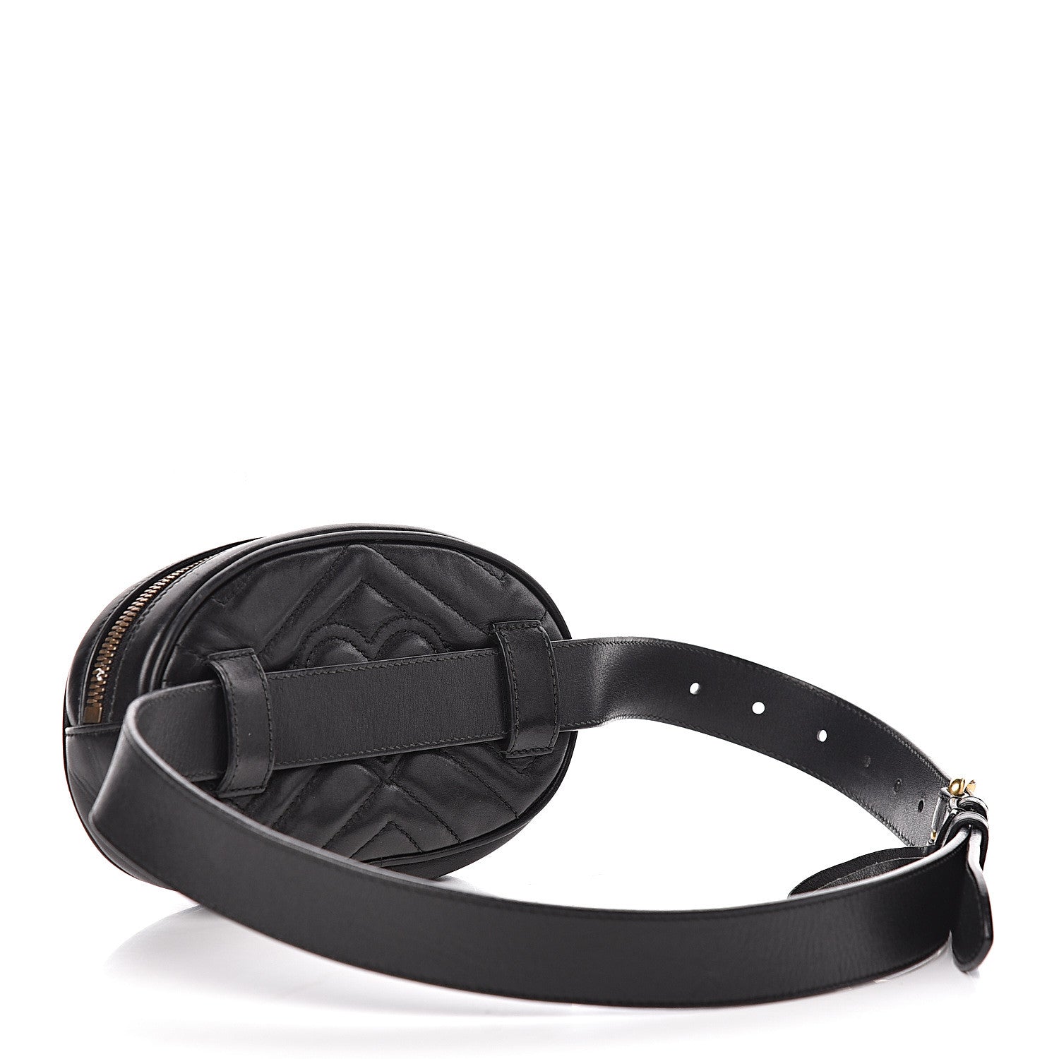 Gucci Calfskin Matelasse GG Marmont Belt Bag 85 34 Black 4 of 13