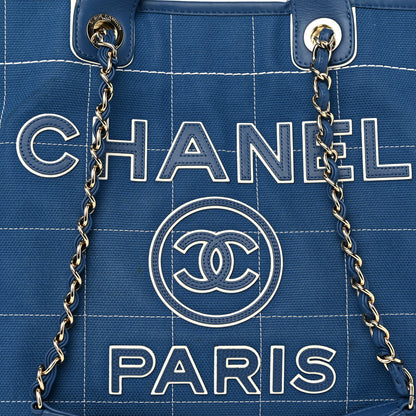 Chanel Cotton Medium Deauville Tote Blue White 9 of 12