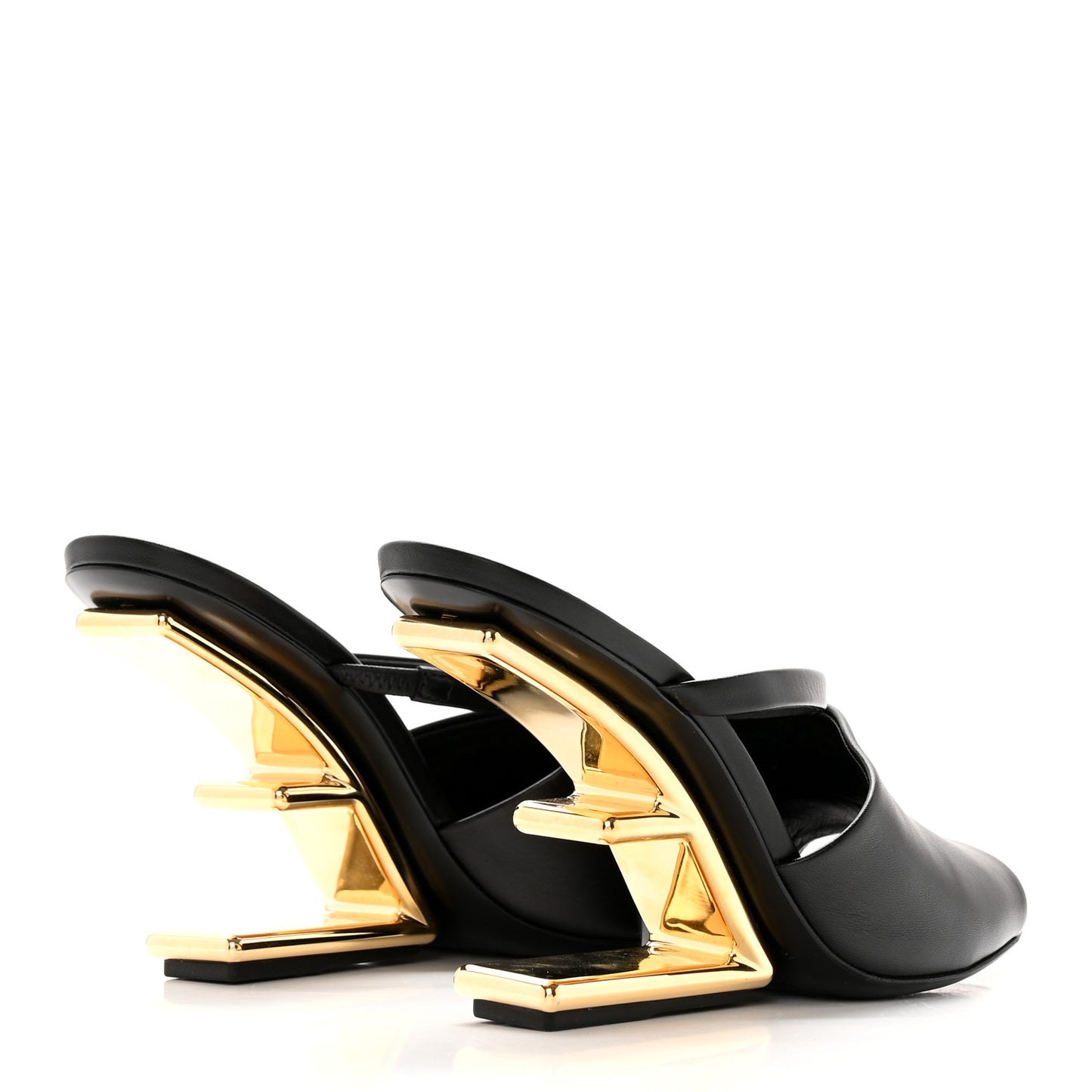 Calfskin Fendi First 95mm Slide Sandals 38 Black