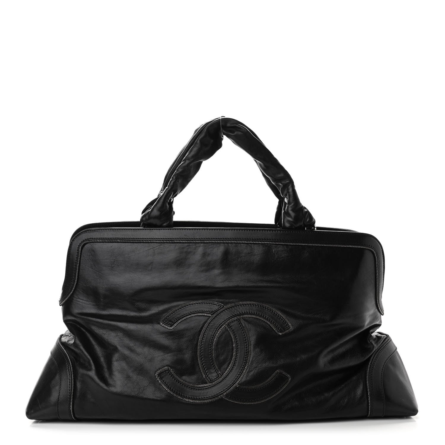 Chanel Lambskin East West Soho Shopper Black 1 of 10