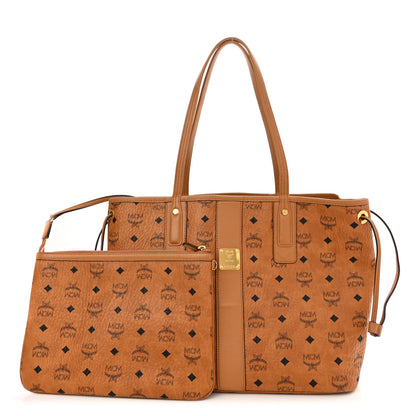 MCM Visetos Medium Liz Reversible Shopper Tote Cognac 1 of 15