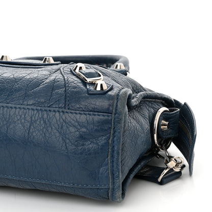Balenciaga Agneau Classic Silver Hardware Mini City Bleu Profond 10 of 12