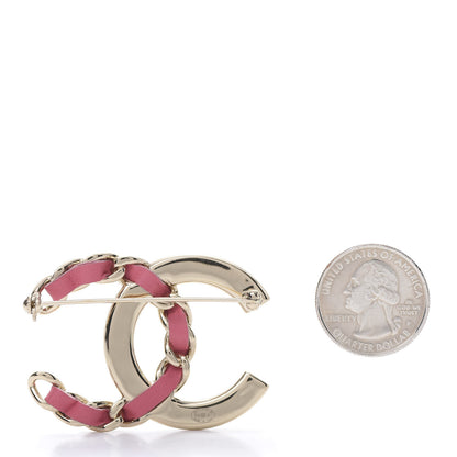 Chanel Lambskin Baguette Crystal CC Chain Brooch Pink Gold 3 of 4